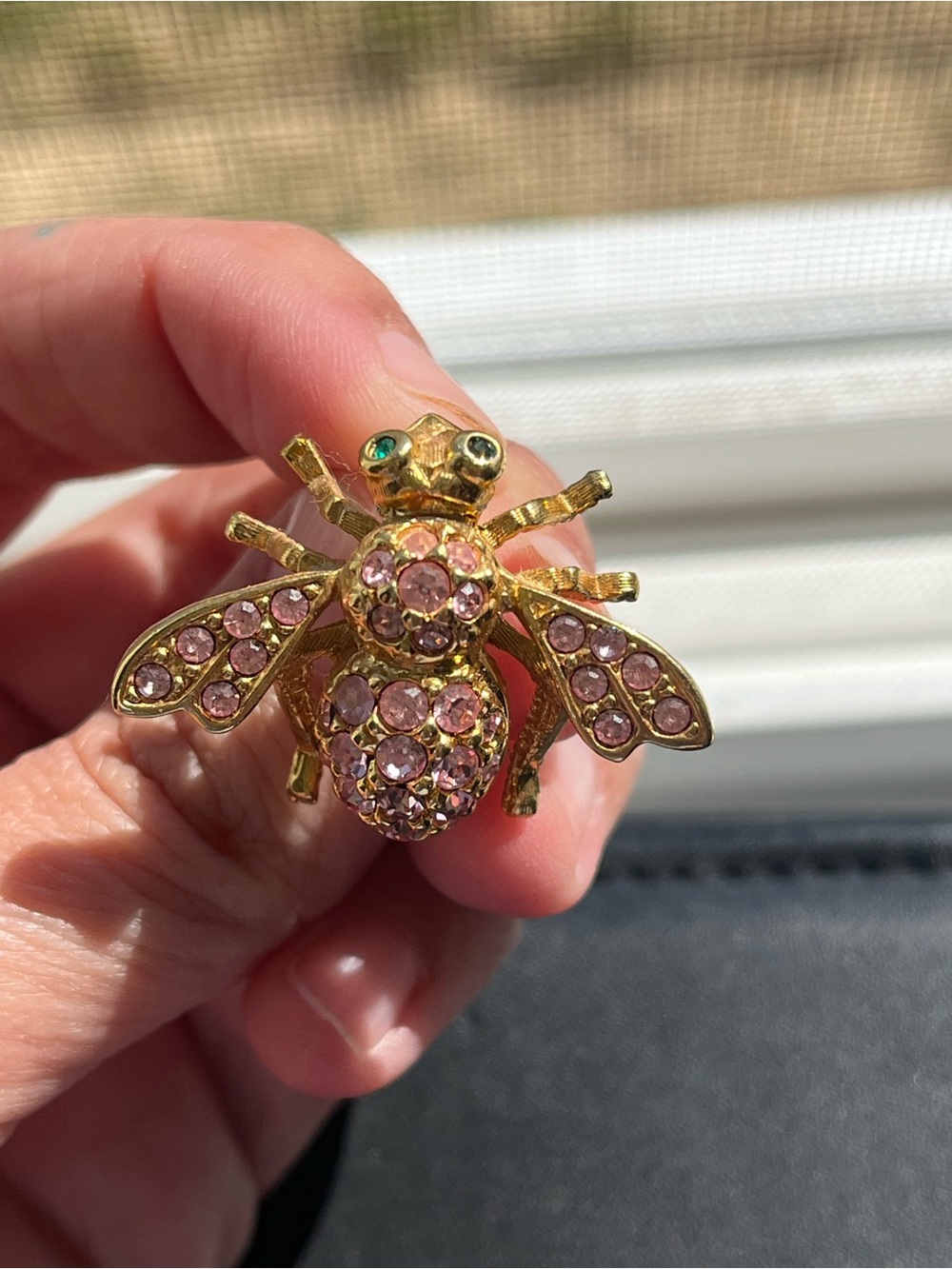 Joan Rivers Gold-Tone Bee Brooch with Pink and Green Crystals